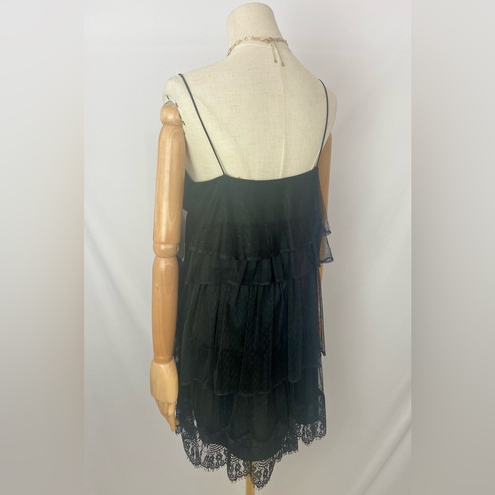 THE TRAFALUC COLLECTION TIERED LACE PARTY COCKTAIL DRESS IN BLACK - Picture 4 of 5